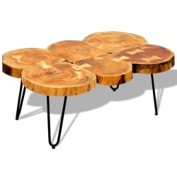 vidaXL Couchtisch 35 cm 6 Baumsscheiben Masivholz 