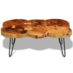 vidaXL Couchtisch 35 cm 6 Baumsscheiben Masivholz 