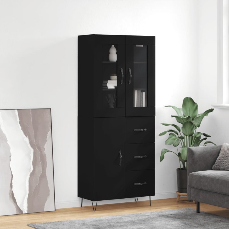 vidaXL Highboard Schwarz 69,5x34x180 cm Holzwerkstoff vidaXL Highboard Schwarz 69,5x34x180 cm Holzwerkstoff