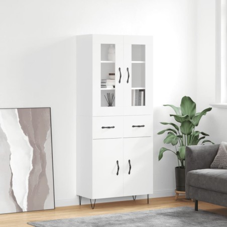 vidaXL Highboard Hochglanz-Weiß 69,5x34x180 cm Holzwerkstoff