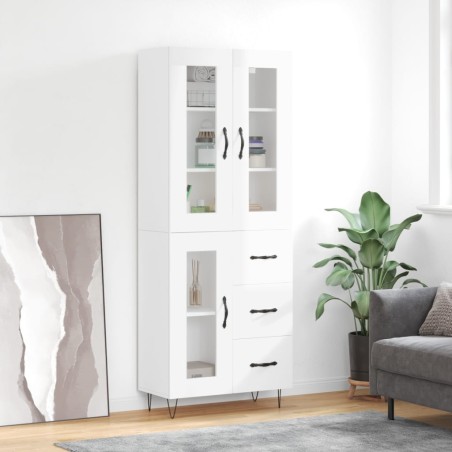 vidaXL Highboard Hochglanz-Weiß 69,5x34x180 cm Holzwerkstoff
