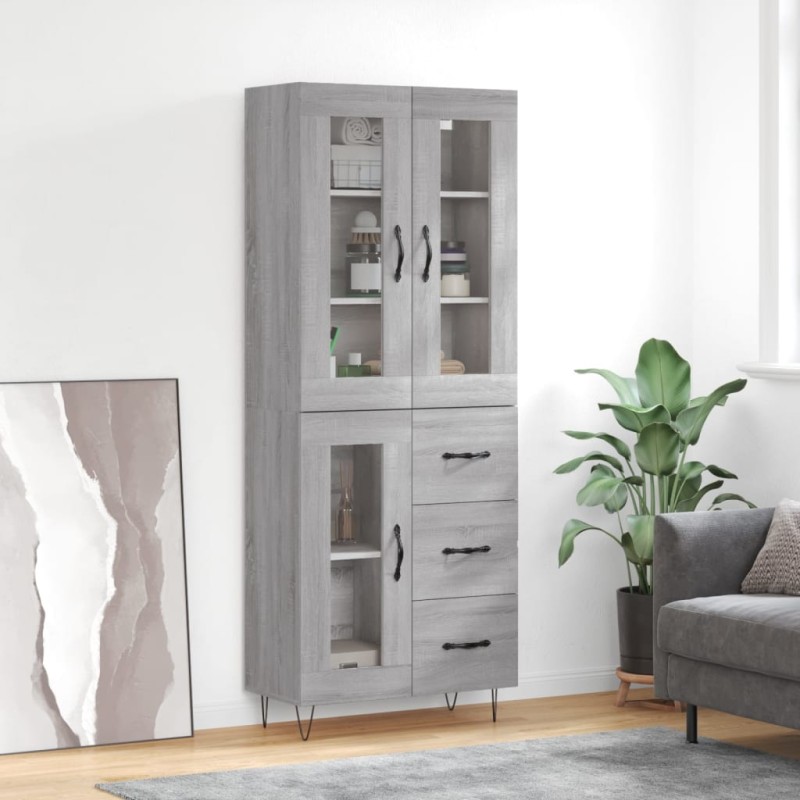 vidaXL Highboard Grau Sonoma 69,5x34x180 cm Holzwerkstoff vidaXL Highboard Grau Sonoma 69,5x34x180 cm Holzwerkstoff