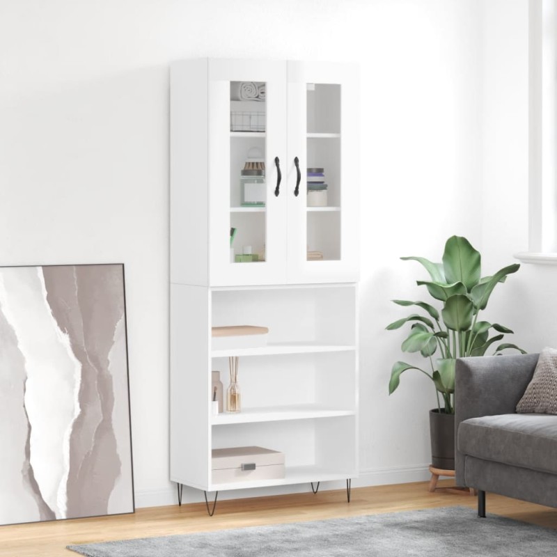 vidaXL Highboard Hochglanz-Weiß 69,5x34x180 cm Holzwerkstoff vidaXL Highboard Hochglanz-Weiß 69,5x34x180 cm Holzwerkstoff