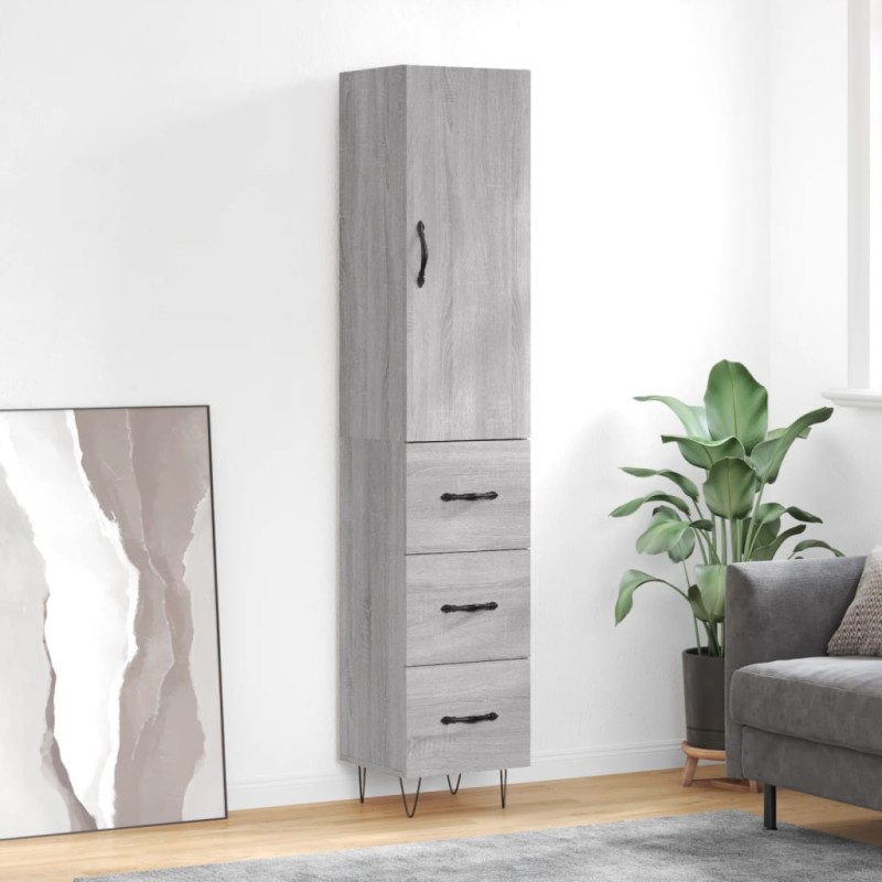 vidaXL Highboard Grau Sonoma 34,5x34x180 cm Holzwerkstoff vidaXL Highboard Grau Sonoma 34,5x34x180 cm Holzwerkstoff