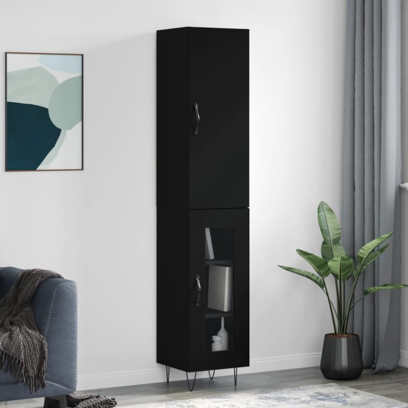 vidaXL Highboard Schwarz 34,5x34x180 cm Holzwerkstoff vidaXL Highboard Schwarz 34,5x34x180 cm Holzwerkstoff