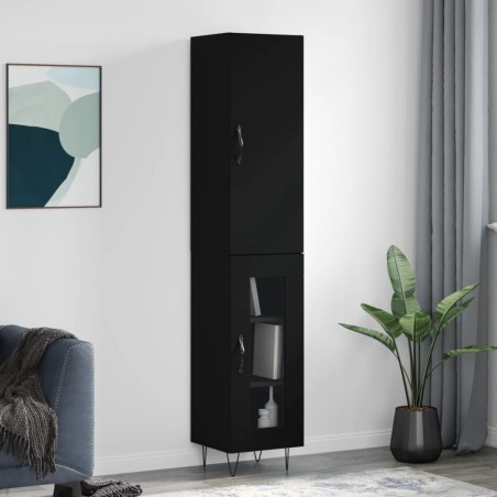 vidaXL Highboard Schwarz 34,5x34x180 cm Holzwerkstoff