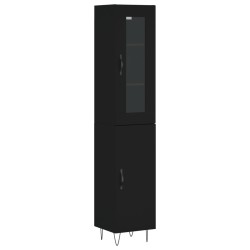 vidaXL Highboard Schwarz 34,5x34x180 cm Holzwerkstoff