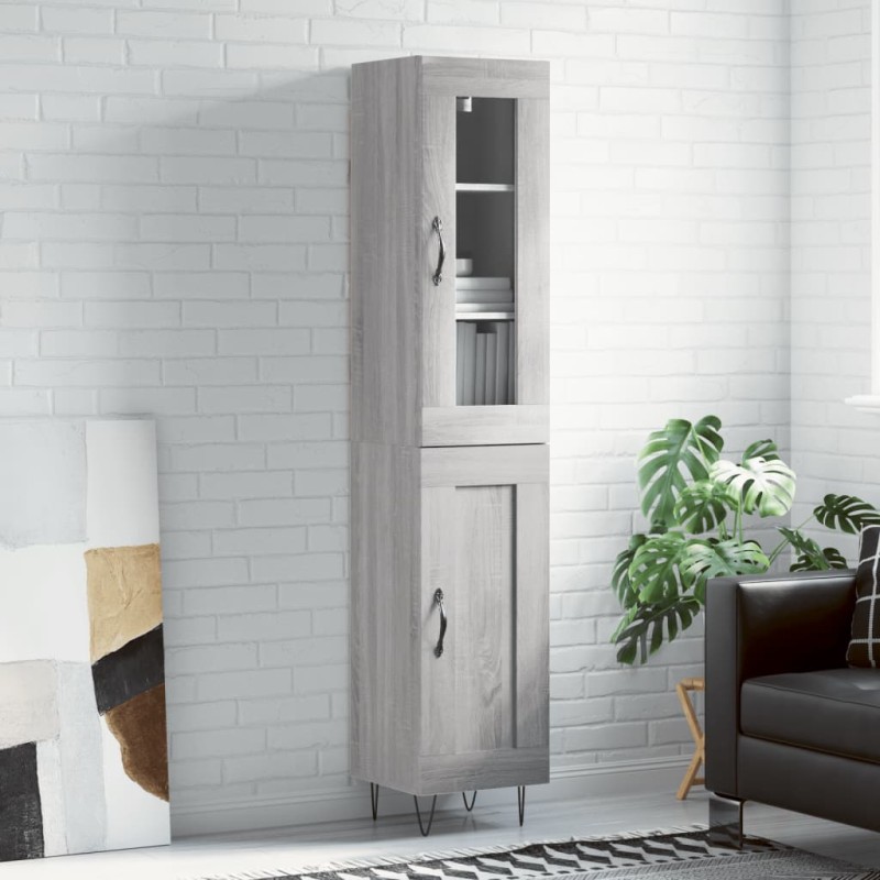 vidaXL Highboard Grau Sonoma 34,5x34x180 cm Holzwerkstoff vidaXL Highboard Grau Sonoma 34,5x34x180 cm Holzwerkstoff