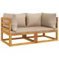 Modular-Ecksofas 2 Stk. mit Kissen Taupe Massivholz Akazie Modular-Ecksofas 2 Stk. mit Kissen Taupe Massivholz Akazie