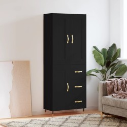 vidaXL Highboard Schwarz 69,5x34x180 cm Holzwerkstoff
