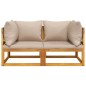 Modular-Ecksofas 2 Stk. mit Kissen Taupe Massivholz Akazie Modular-Ecksofas 2 Stk. mit Kissen Taupe Massivholz Akazie