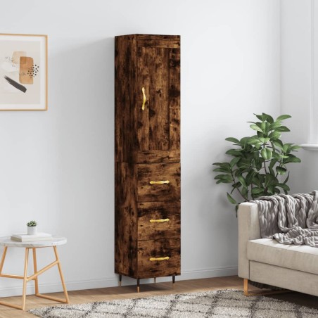 vidaXL Highboard Räuchereiche 34,5x34x180 cm Holzwerkstoff