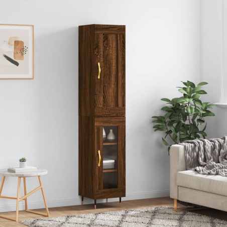 vidaXL Highboard Braun Eichen-Optik 34,5x34x180 cm Holzwerkstoff