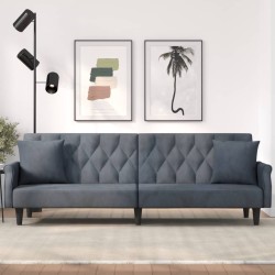 vidaXL Schlafsofa mit Armlehnen Dunkelgrau Samt
