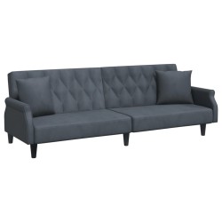 vidaXL Schlafsofa mit Armlehnen Dunkelgrau Samt