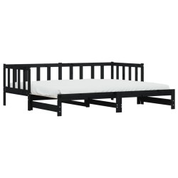 vidaXL Tagesbett Ausziehbar Schwarz 80x200 cm Massivholz Kiefer