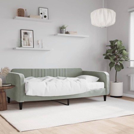 vidaXL Tagesbett mit Matratze Hellgrau 90x190 cm Samt