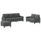 vidaXL 3-tlg. Sofagarnitur mit Kissen Dunkelgrau Stoff vidaXL 3-tlg. Sofagarnitur mit Kissen Dunkelgrau Stoff