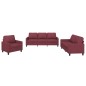 vidaXL 3-tlg. Sofagarnitur mit Kissen Weinrot Stoff vidaXL 3-tlg. Sofagarnitur mit Kissen Weinrot Stoff