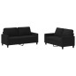 vidaXL 2-tlg. Sofagarnitur mit Kissen Schwarz Stoff vidaXL 2-tlg. Sofagarnitur mit Kissen Schwarz Stoff