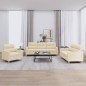 vidaXL 3-tlg. Sofagarnitur mit Kissen Creme Stoff vidaXL 3-tlg. Sofagarnitur mit Kissen Creme Stoff