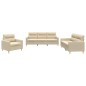vidaXL 3-tlg. Sofagarnitur mit Kissen Creme Stoff vidaXL 3-tlg. Sofagarnitur mit Kissen Creme Stoff