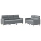 vidaXL 2-tlg. Sofagarnitur mit Kissen Hellgrau Stoff vidaXL 2-tlg. Sofagarnitur mit Kissen Hellgrau Stoff