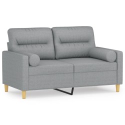 vidaXL 2-Sitzer-Sofa mit Zierkissen Hellgrau 120 cm Stoff