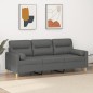 vidaXL 3-Sitzer-Sofa mit Zierkissen Dunkelgrau 180 cm Stoff vidaXL 3-Sitzer-Sofa mit Zierkissen Dunkelgrau 180 cm Stoff
