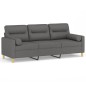 vidaXL 3-Sitzer-Sofa mit Zierkissen Dunkelgrau 180 cm Stoff vidaXL 3-Sitzer-Sofa mit Zierkissen Dunkelgrau 180 cm Stoff