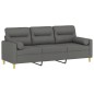 vidaXL 3-Sitzer-Sofa mit Zierkissen Dunkelgrau 180 cm Stoff vidaXL 3-Sitzer-Sofa mit Zierkissen Dunkelgrau 180 cm Stoff
