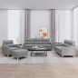 vidaXL 4-tlg. Sofagarnitur mit Kissen Hellgrau Stoff vidaXL 4-tlg. Sofagarnitur mit Kissen Hellgrau Stoff