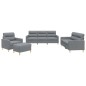 vidaXL 4-tlg. Sofagarnitur mit Kissen Hellgrau Stoff vidaXL 4-tlg. Sofagarnitur mit Kissen Hellgrau Stoff