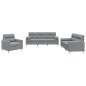 vidaXL 3-tlg. Sofagarnitur mit Kissen Hellgrau Stoff vidaXL 3-tlg. Sofagarnitur mit Kissen Hellgrau Stoff