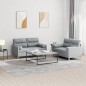 vidaXL 2-tlg. Sofagarnitur mit Kissen Hellgrau Stoff vidaXL 2-tlg. Sofagarnitur mit Kissen Hellgrau Stoff