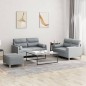 vidaXL 3-tlg. Sofagarnitur mit Kissen Hellgrau Stoff vidaXL 3-tlg. Sofagarnitur mit Kissen Hellgrau Stoff