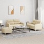 vidaXL 3-tlg. Sofagarnitur mit Kissen Creme Stoff vidaXL 3-tlg. Sofagarnitur mit Kissen Creme Stoff