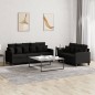vidaXL 2-tlg. Sofagarnitur mit Kissen Schwarz Stoff vidaXL 2-tlg. Sofagarnitur mit Kissen Schwarz Stoff