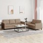 vidaXL 2-tlg. Sofagarnitur mit Kissen Cappuccino-Braun Kunstleder vidaXL 2-tlg. Sofagarnitur mit Kissen Cappuccino-Braun Kunstleder