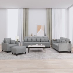 vidaXL 4-tlg. Sofagarnitur mit Kissen Hellgrau Stoff