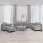 vidaXL 4-tlg. Sofagarnitur mit Kissen Hellgrau Stoff vidaXL 4-tlg. Sofagarnitur mit Kissen Hellgrau Stoff
