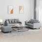 vidaXL 3-tlg. Sofagarnitur mit Kissen Hellgrau Stoff vidaXL 3-tlg. Sofagarnitur mit Kissen Hellgrau Stoff