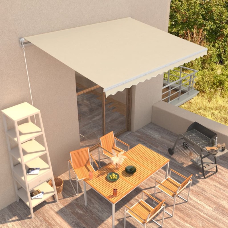 vidaXL Einziehbare Markise Handbetrieben 400 x 300 cm Creme vidaXL Einziehbare Markise Handbetrieben 400 x 300 cm Creme