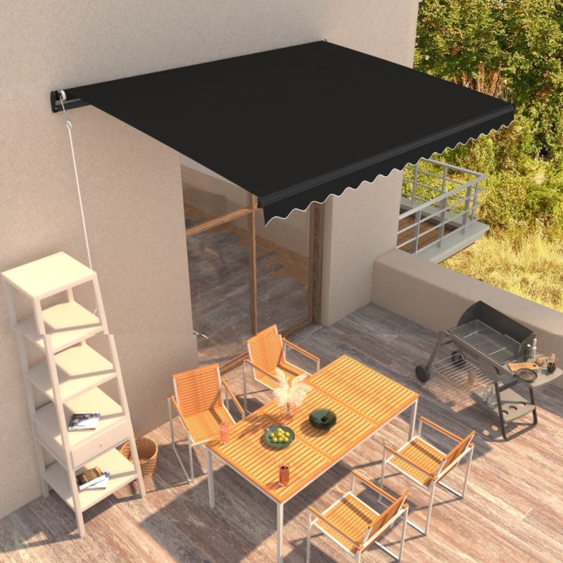 vidaXL Einziehbare Markise Handbetrieben 400 x 300 cm Anthrazit vidaXL Einziehbare Markise Handbetrieben 400 x 300 cm Anthrazit