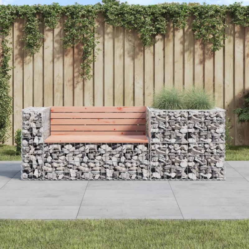 vidaXL Gartenbank mit Gabione Massivholz Douglasie vidaXL Gartenbank mit Gabione Massivholz Douglasie