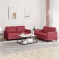 vidaXL 2-tlg. Sofagarnitur mit Kissen Weinrot Kunstleder vidaXL 2-tlg. Sofagarnitur mit Kissen Weinrot Kunstleder