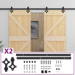 vidaXL Schiebetür mit Beschlag 80x210 cm Kiefer Massivholz