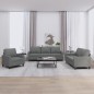 vidaXL 3-tlg. Sofagarnitur mit Kissen Dunkelgrau Stoff vidaXL 3-tlg. Sofagarnitur mit Kissen Dunkelgrau Stoff