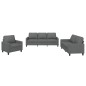 vidaXL 3-tlg. Sofagarnitur mit Kissen Dunkelgrau Stoff vidaXL 3-tlg. Sofagarnitur mit Kissen Dunkelgrau Stoff