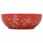 vidaXL Aufsatzwaschbecken Weiß und Rot Rund Ø41x14 cm Keramik vidaXL Aufsatzwaschbecken Weiß und Rot Rund Ø41x14 cm Keramik